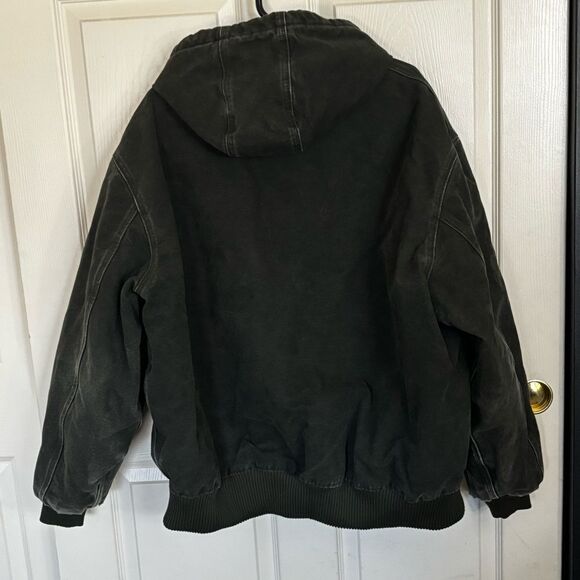 VINTAGE CARHARTT J130 MOS Moss Green Hooded Men's Jacket Workwear Size XXL - Picture 7 of 11